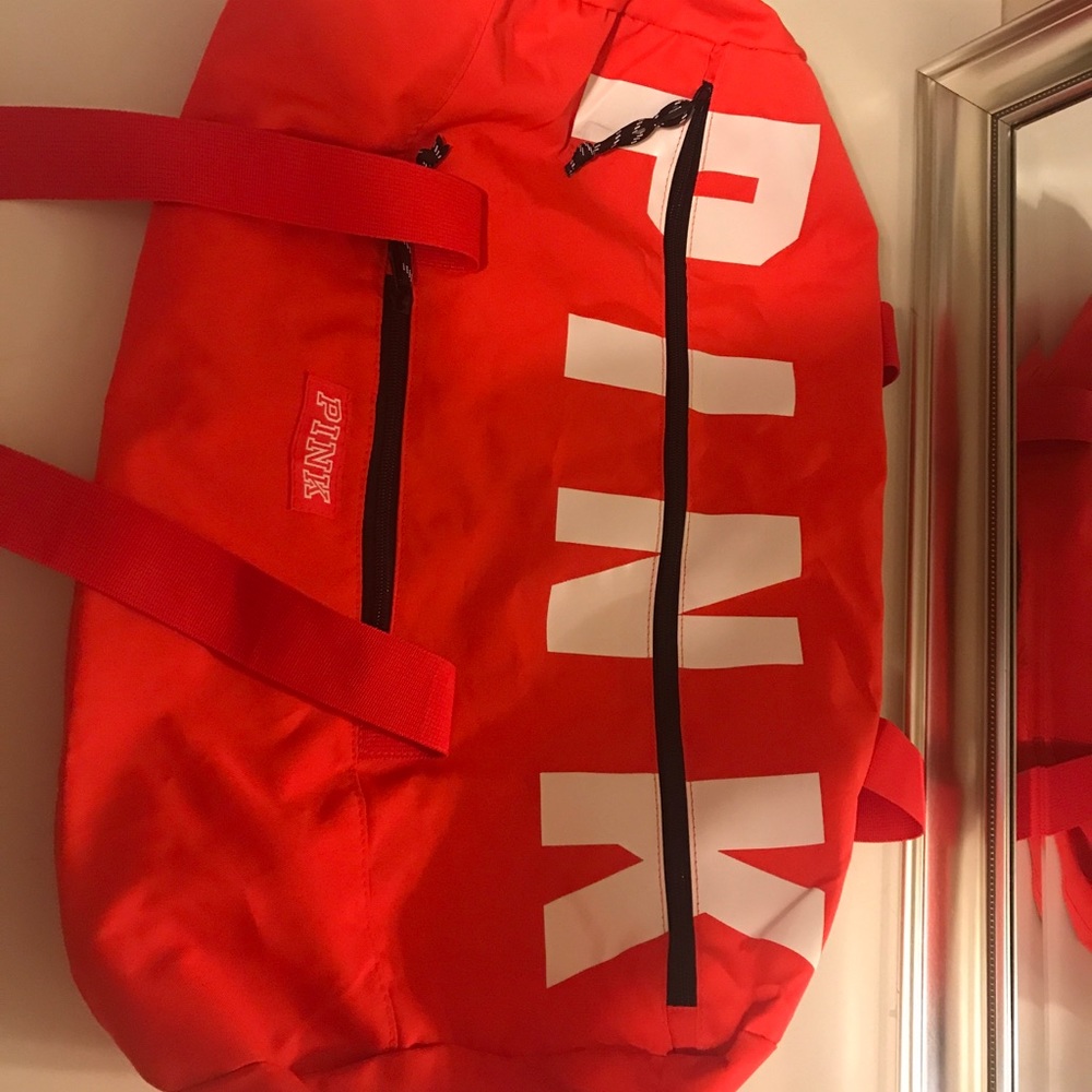 Pink duffle bag